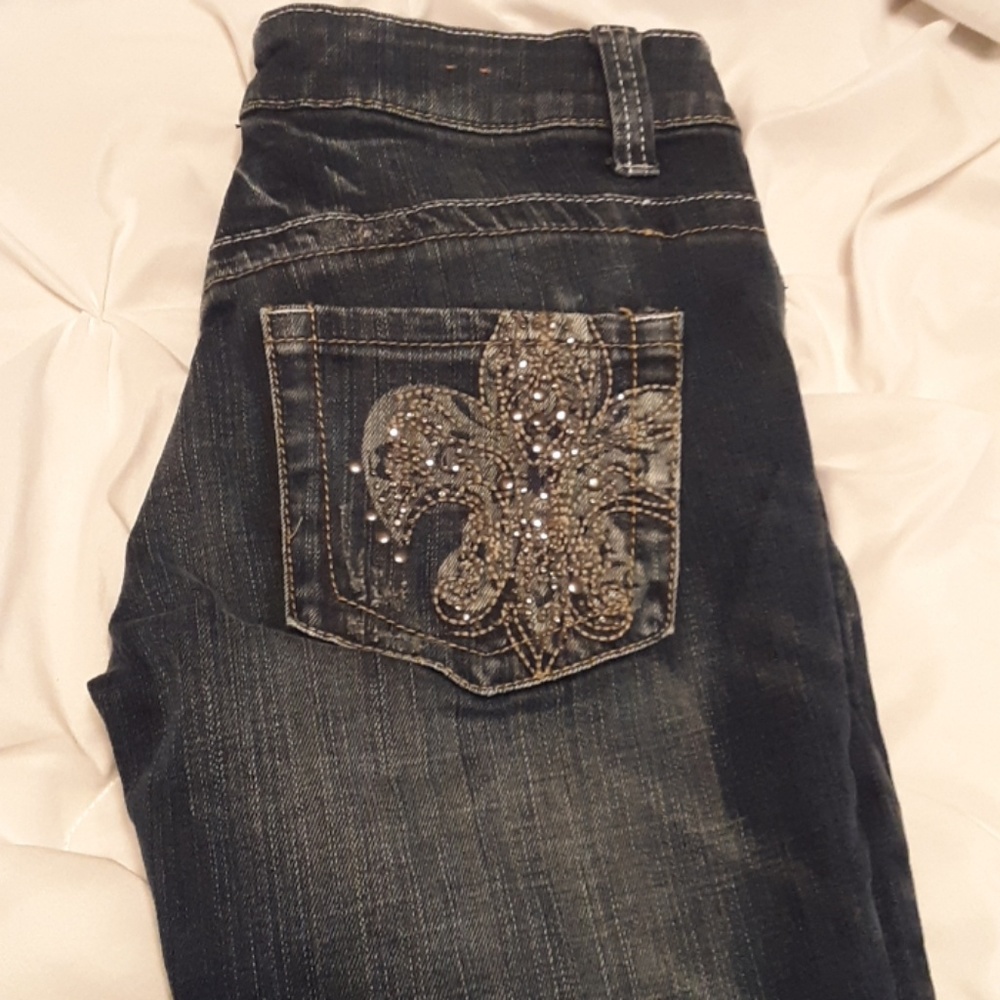 Bootcut embellished jeans